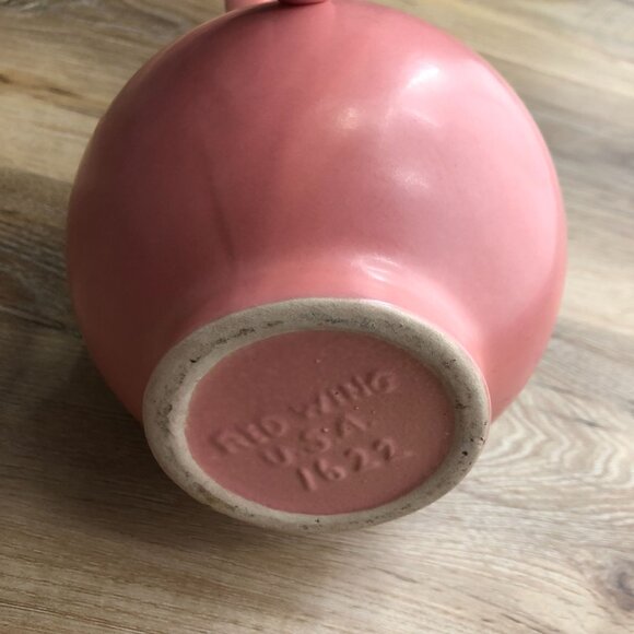 Vintage Red Wing Pottery Vase With Handle Pink Mid Century Modern Home Decor - Picture 3 of 7